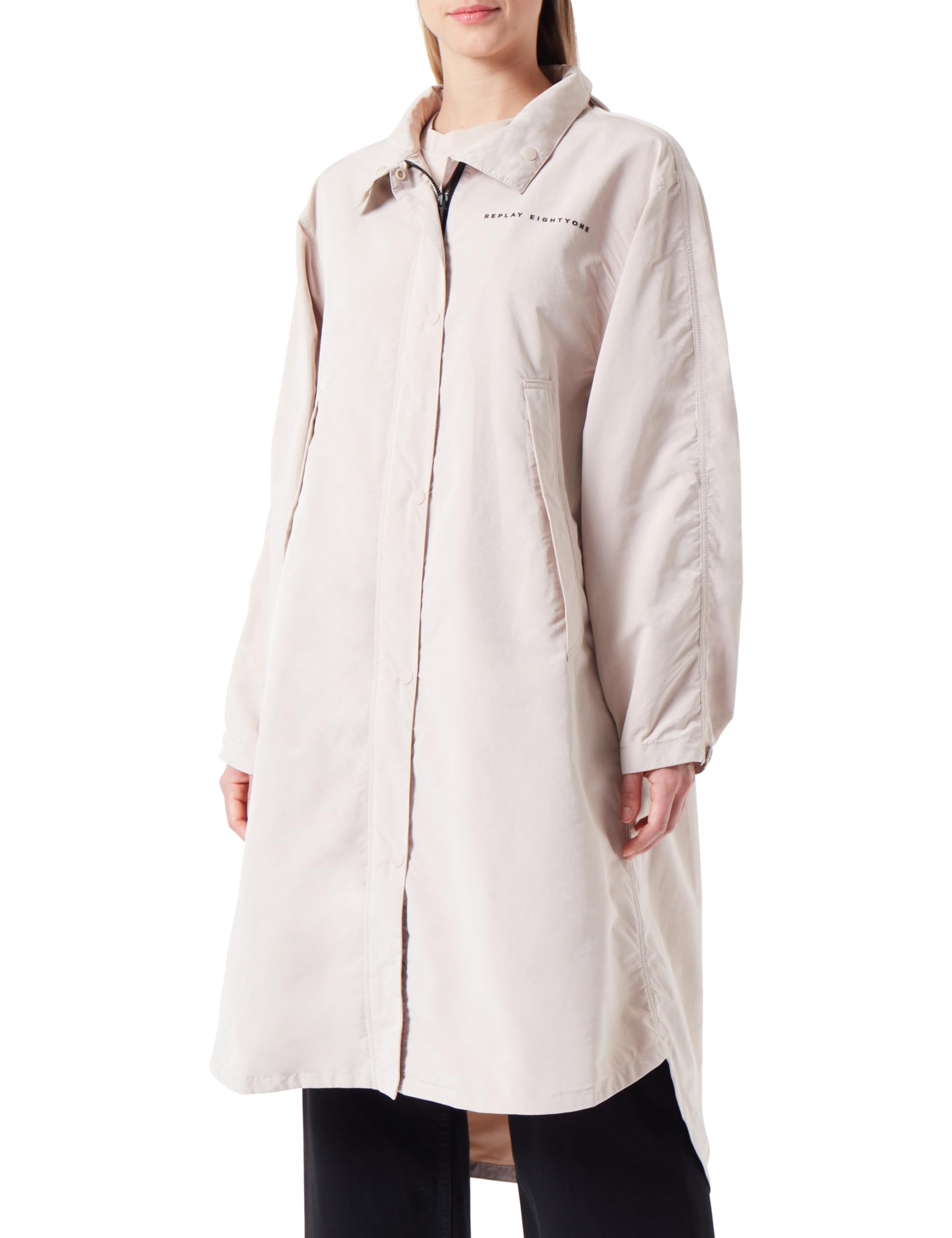 Replay women's parka with button placket, Light Beige 893 (Beige), XXS