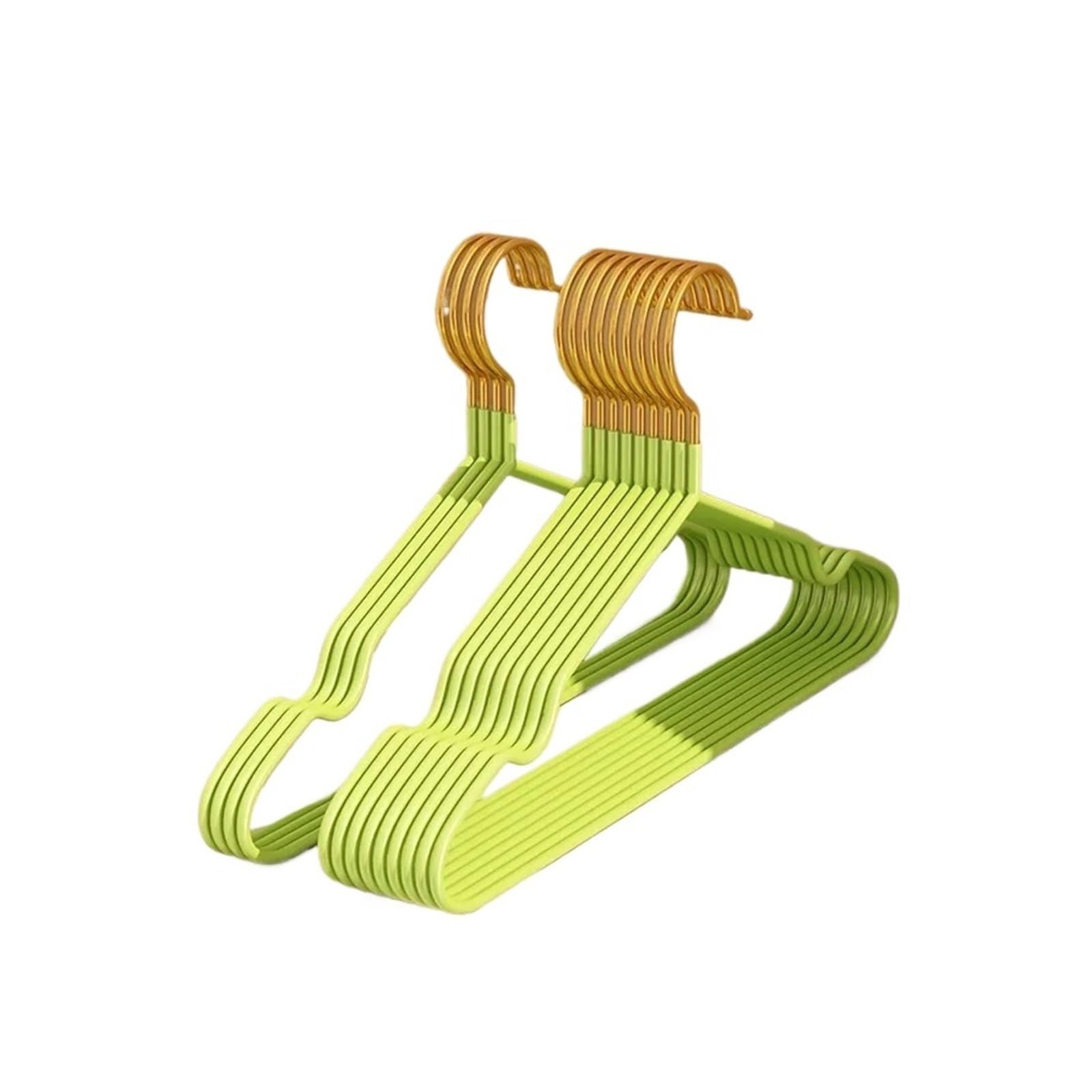 10Pcs Home Shirt Coat Hangers Stainless Steel Clothes Hanger with(Green golden- 10Pcs)