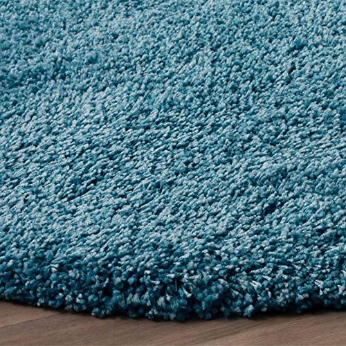 Image of CD Carpet Anti Slip Shaggy Fluffy Fur Rugs and Carpet for Living Room Bedroom Kids Room Plain Circle Carpets for Home with 2 Inch Thickness (Color Teal Blue Size 9x9 Feet Round)