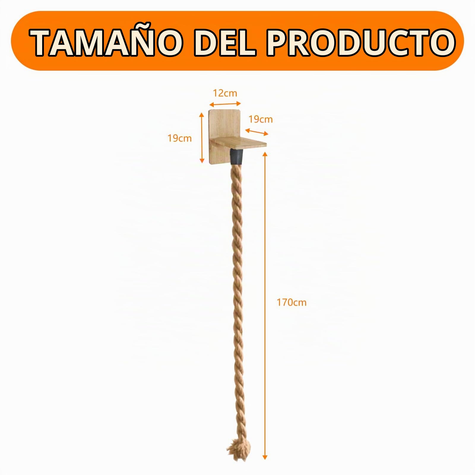 Rascador para Gatos Pared, Cuerda de Escalada de Pared para Gatos con Cojín de Salto para Gato, Estanterías para Gato con Cuerda de Escalada para Rascarse Las Garras, 1.7m