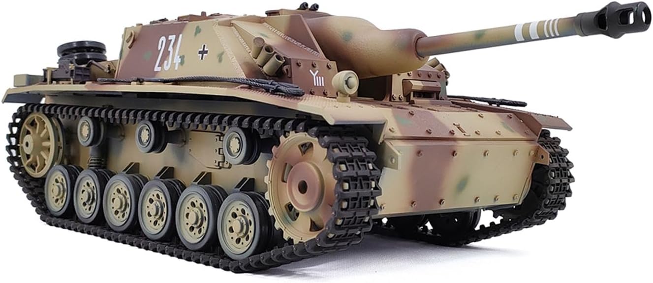Plastic 2.4G Henglong 1/16 7.0 RTR RC Tank Model German Stug Iii 3868 BB Ir Steel Gearbox Battery Radio Sound Lights Smoking Hobby Grade Model for Ages 14+