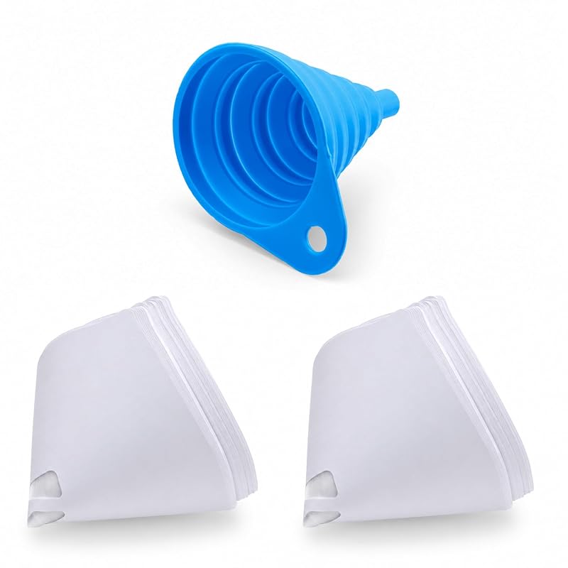 Kit com 30 filtros cônicos para tinta VBHHY com malha de 190 μm e funil de silicone