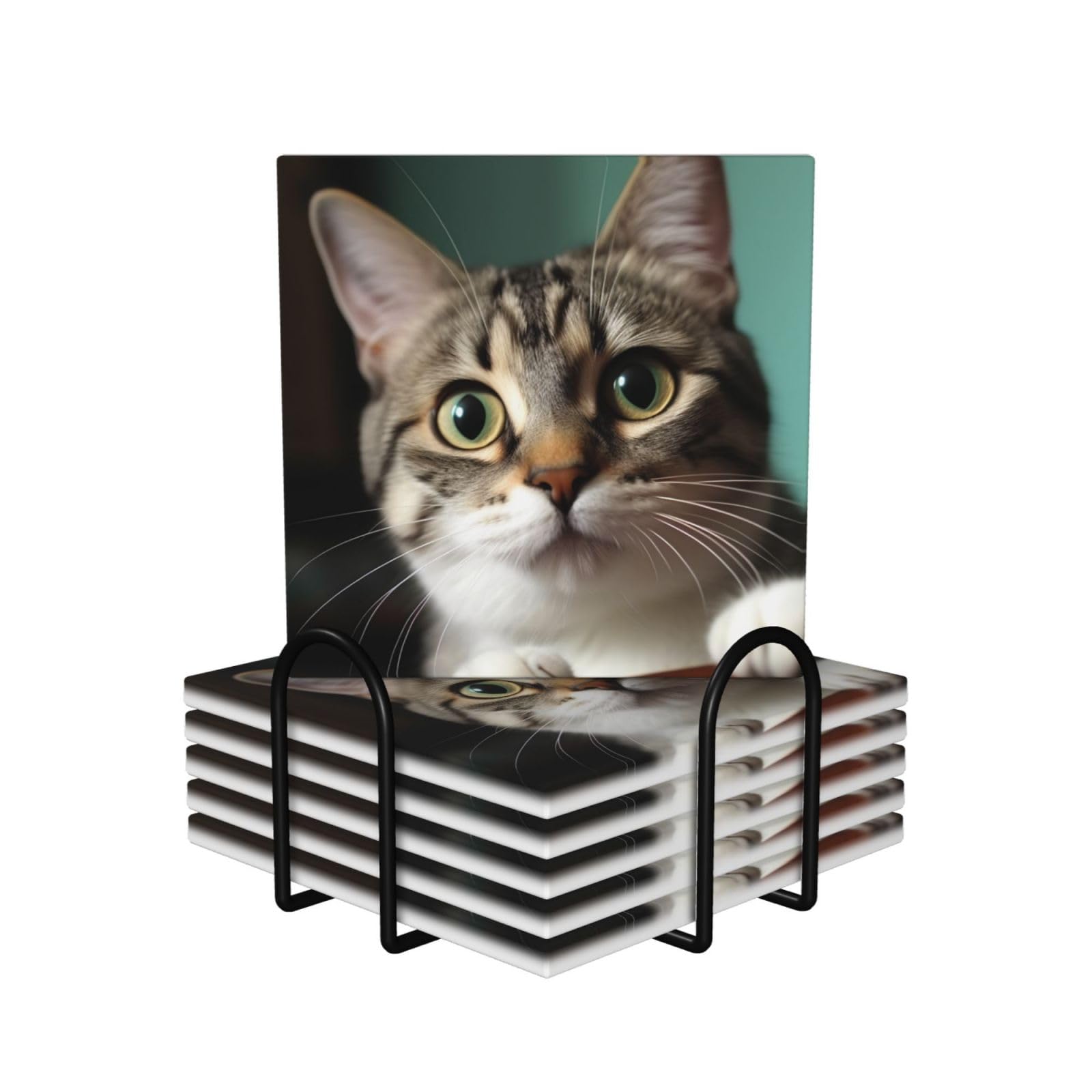 Dessous de verre céramique chat avec support idéal pour offrir aux amoureux de déco