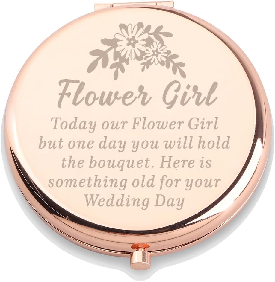 Flowers Girl Makeup Mirror Proposal Gifts Wedding Party Gifts Bridesmaid Mirror Mother of The Bride Gift (Flowers Girl Makeup Mirror)