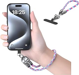 TUNKIA Cadena para teléfono móvil con cable de carga USB-C a C integrado, color rosa, 0,3 m