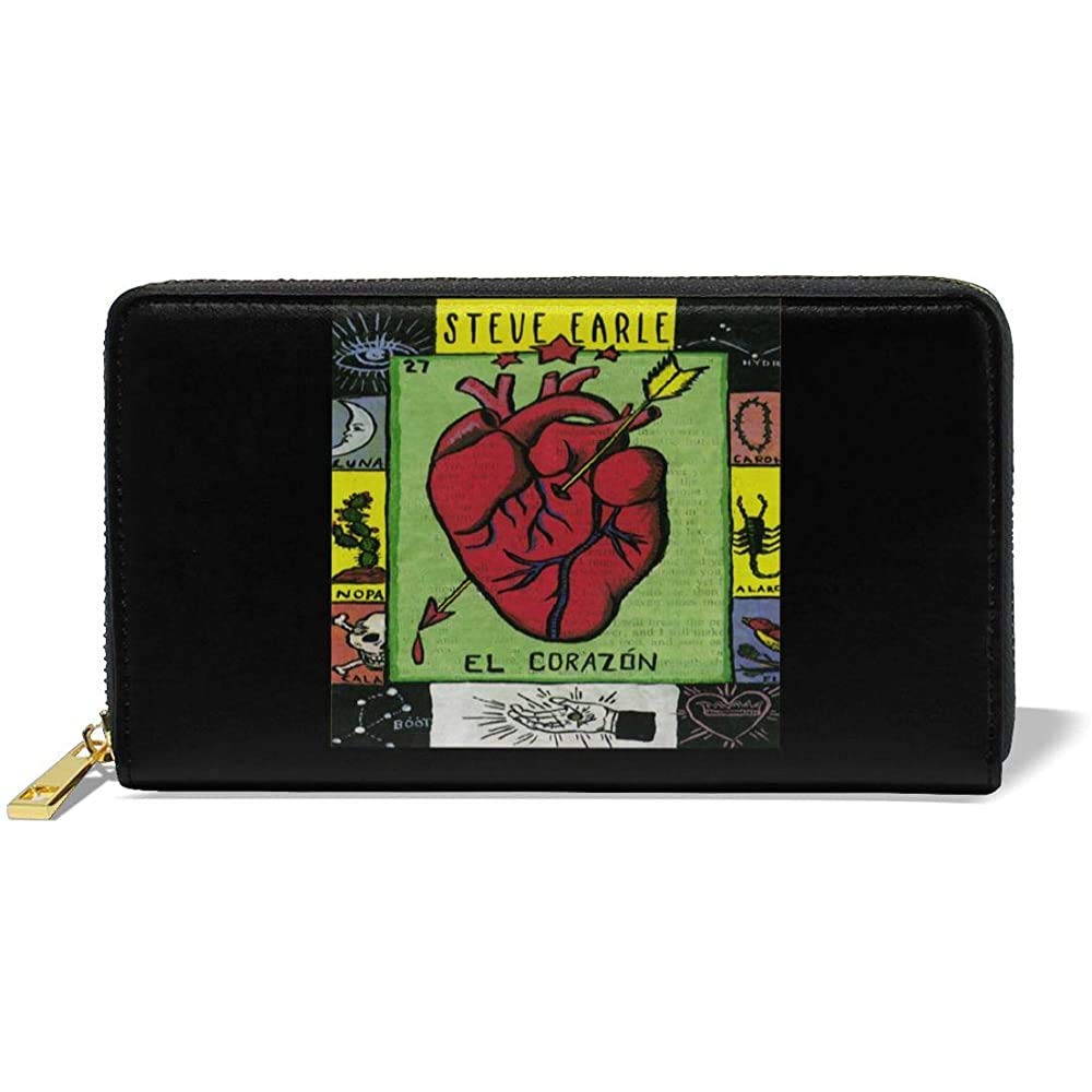 Purse,Steve Earle Women's Wallets 12 Slots Leather Purse Polyester Zipper Clutchs for Party Business Travelling,10.5(W) x20.5(L) x2.7(T) cm