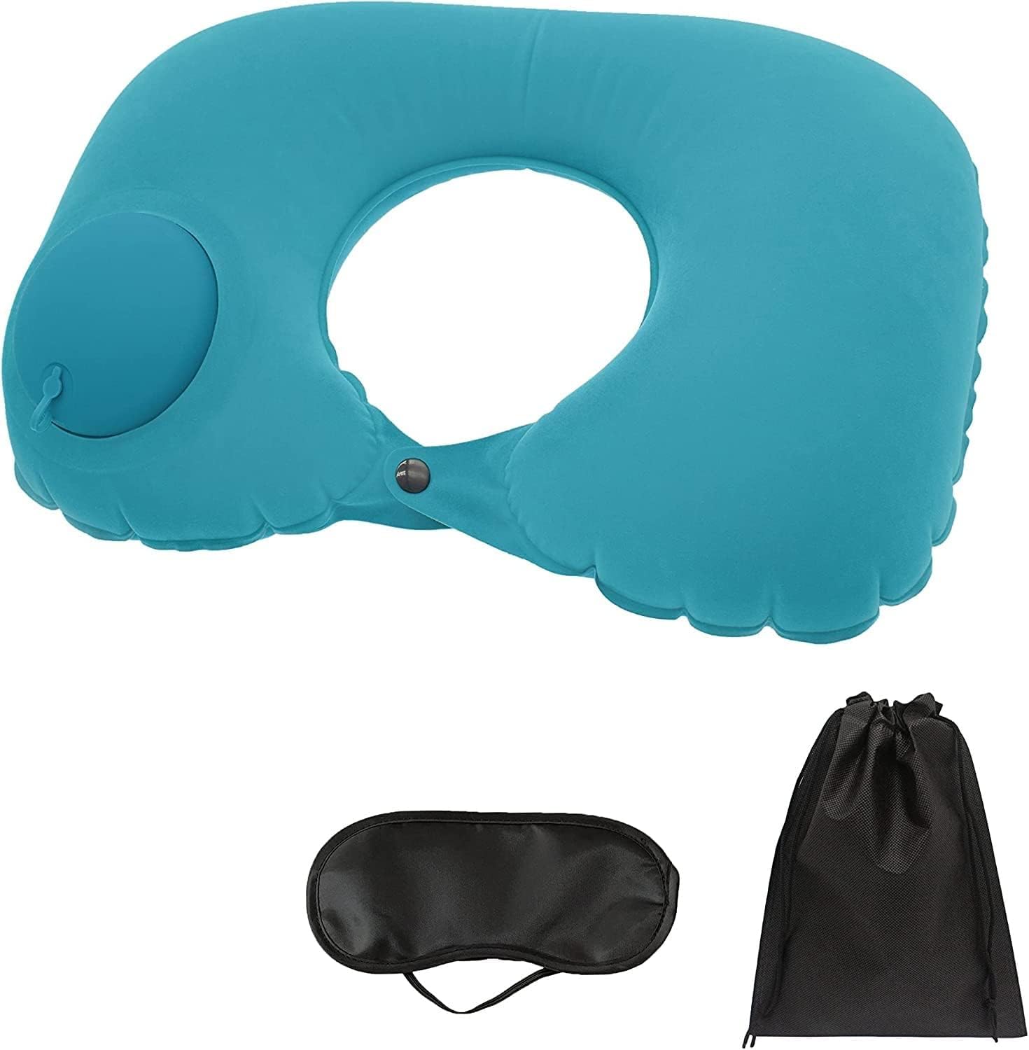 SHIFUNIInflatable Travel Pillow Manual pressurized Automatic Inflatable Pillow U-Shaped Light Blue Breathable Comfortable Pillow core Cervical Lumbar Office Rest Travel The Best Gift