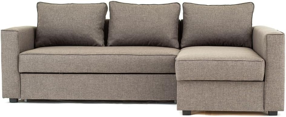 Abakus Direct Boston Corner Sofa Bed with Storage in Brown - Right Hand