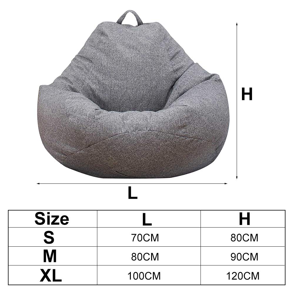 Bean Bag Chair Sofa Cover(No Filler),Comfortable Outdoor Lazy Seat Bag,Couch Cover without Filler for Adults Kids,Soft Tatami Chairs Covers Suitable for Home Garden Living Room (grey, Medium)