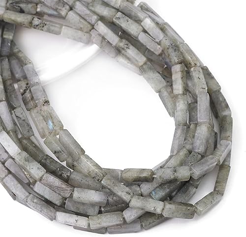 Miniatura 6 de BEADIA - Cuentas de tubo de spectrolita natural rectangulares 4x13mm 40cmhebra de piedras para hacer joyas
