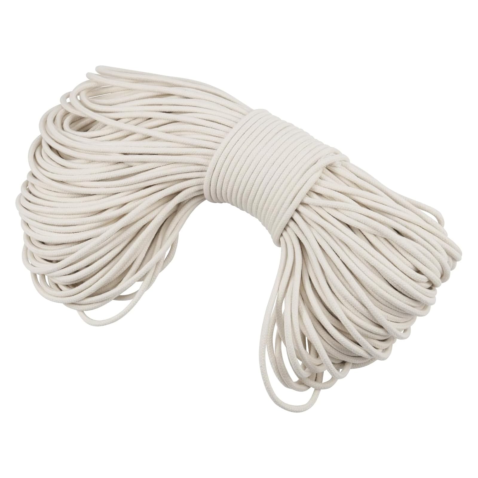 Corde à Linge en Coton Tressé 6mm x 100m - Corde Naturelle Multi-Usage pour Bricolage, Panier, Plantes et Séchage - Blanc 100 Mètres