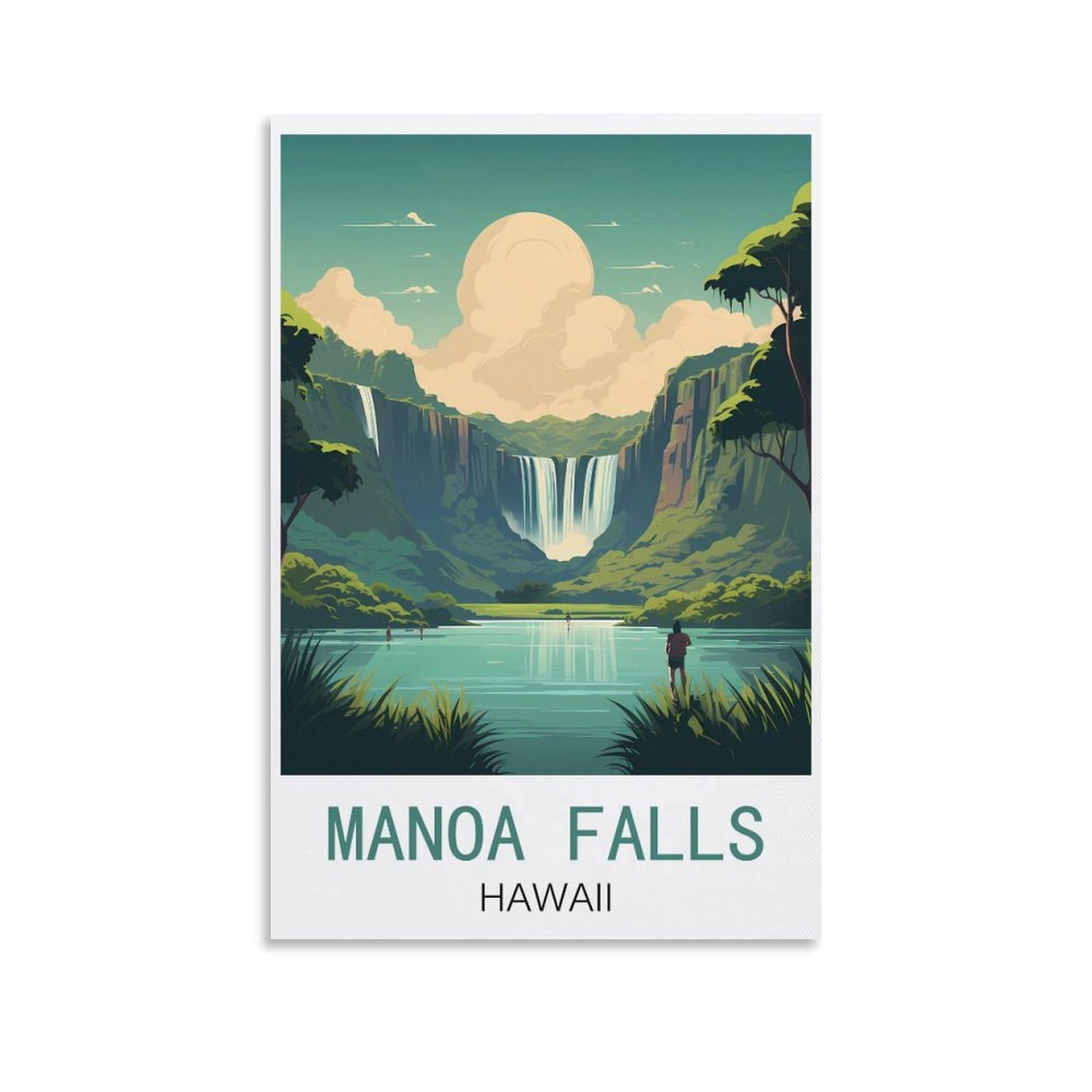 EZMLFA 5D Diamond Art Kits Adults,Manoa Falls Hawaiis,Round Dots Diamond DIY Kits Pictures for Wall Decor Home Office Decoration 30x40cm