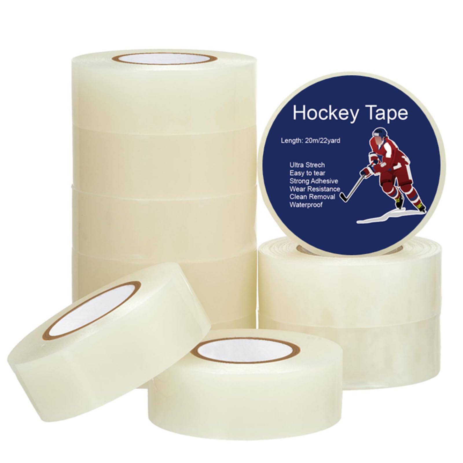 AmazingSpark 10 Rolls Clear Hockey Tape Shin Pad Sock Tape Ice Skate