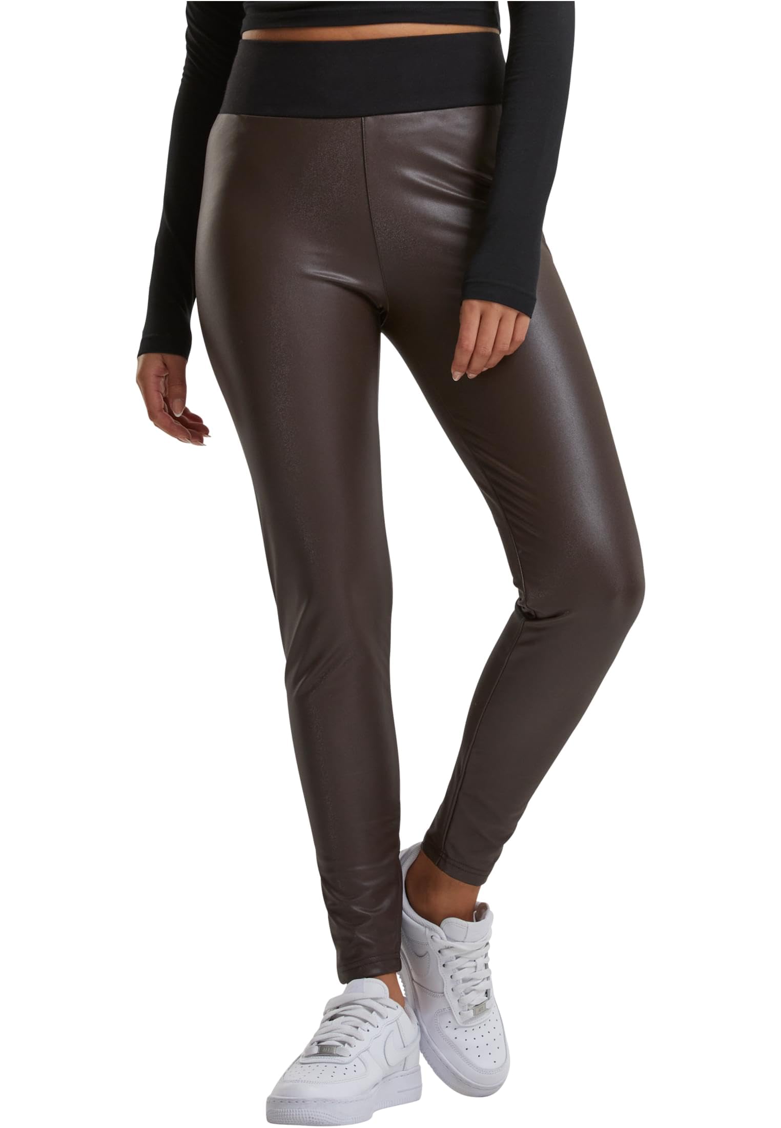 VDIVA Damen Sexy Kunstlederhose mit Reißverschluss hinten, PU-Lederhose für Damen mit hoher