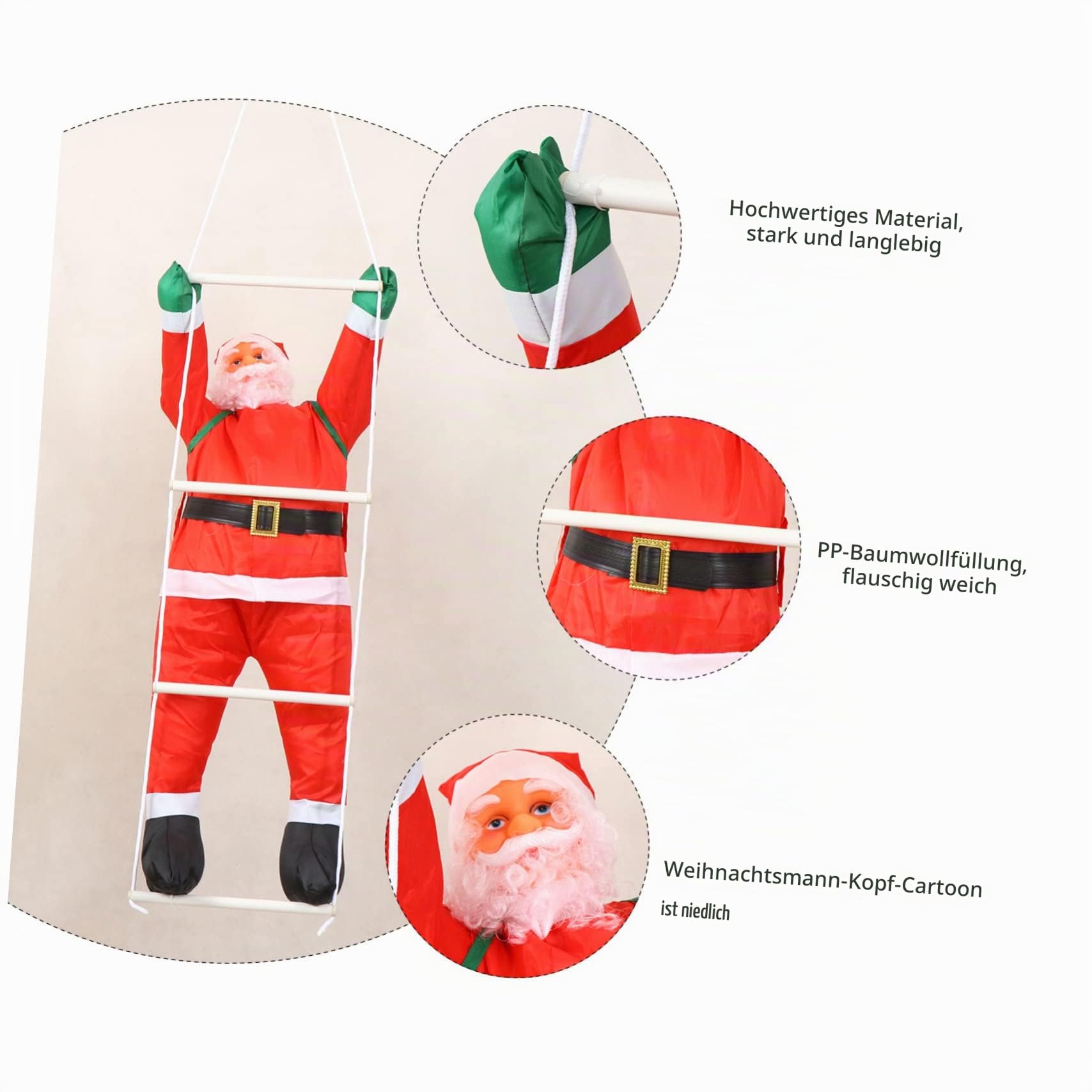 Weihnachtsmann Hängedeko mit Leiter Langlebig Sicher für Innen Außen Hotel Restaurant Weihnachtsdeko Party Festlich
