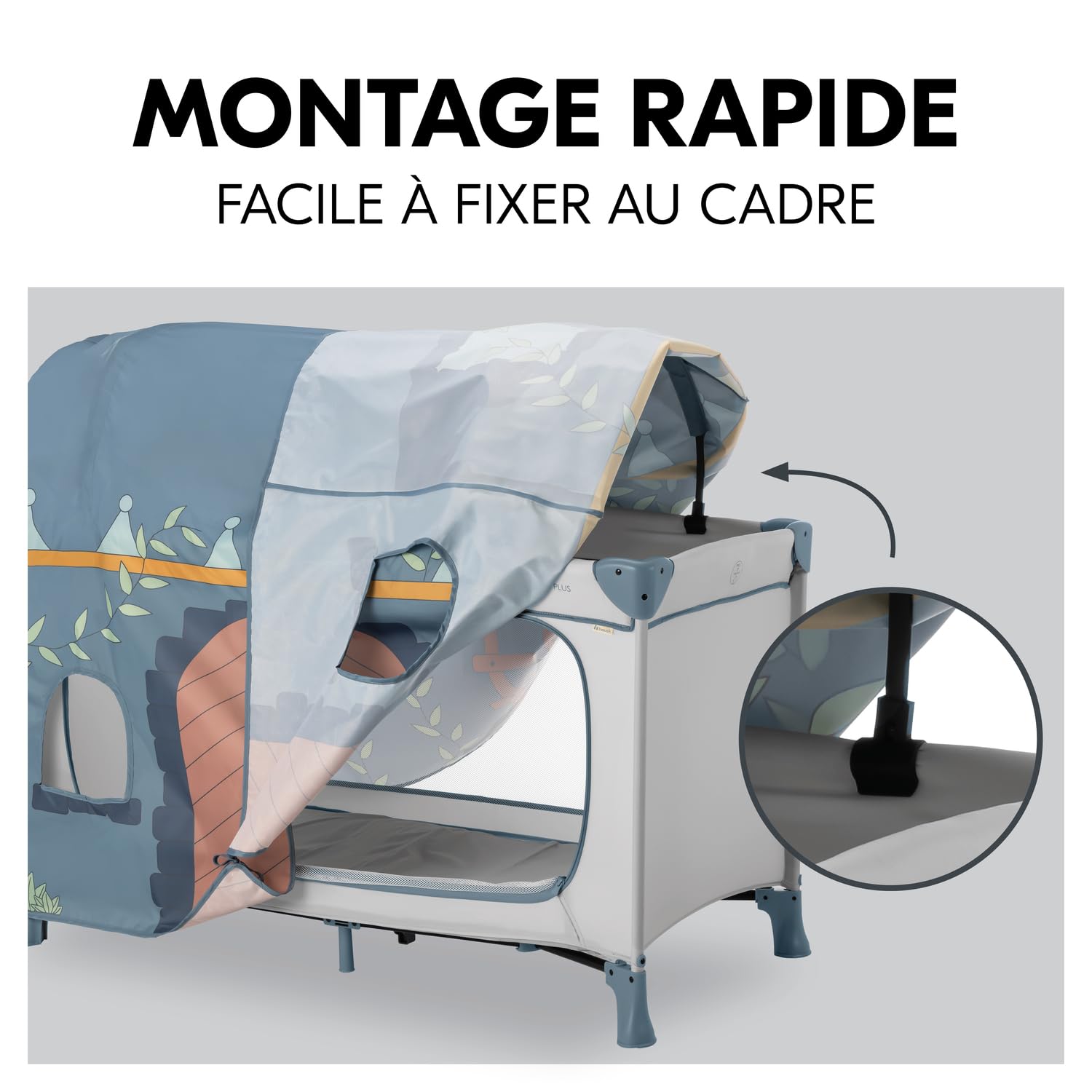 Hauck Tente pour Lit Parapluie, Ciel de Lit Cabane Enfant Intérieur et Extérieur, Compatible Lits de Voyage Hauck avec Largeur Couchage 60 cm, Château
