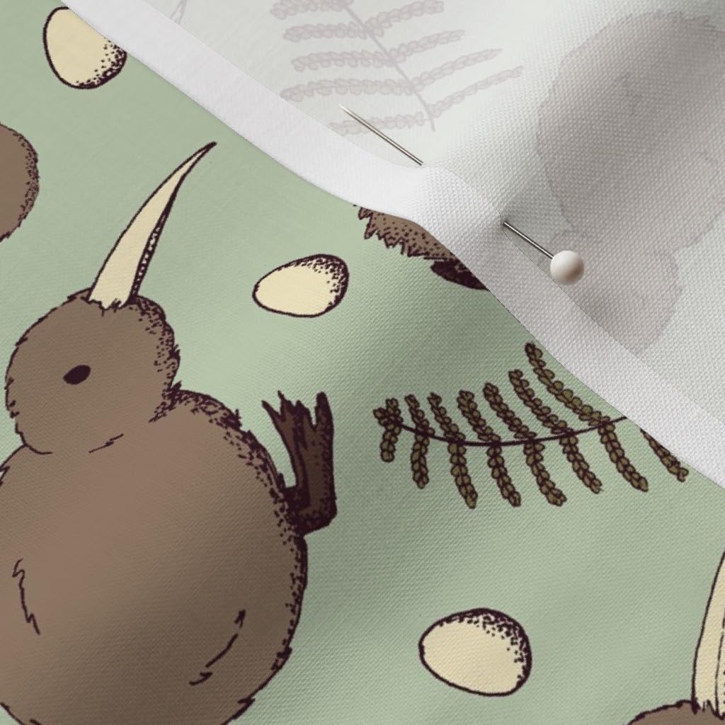 Spoonflower Fabric - Kiwi Bird Fern Egg Animal Nature Printed on Petal Signature Cotton Fabric Fat Quarter - Sewing Quilting Apparel Crafts Decor
