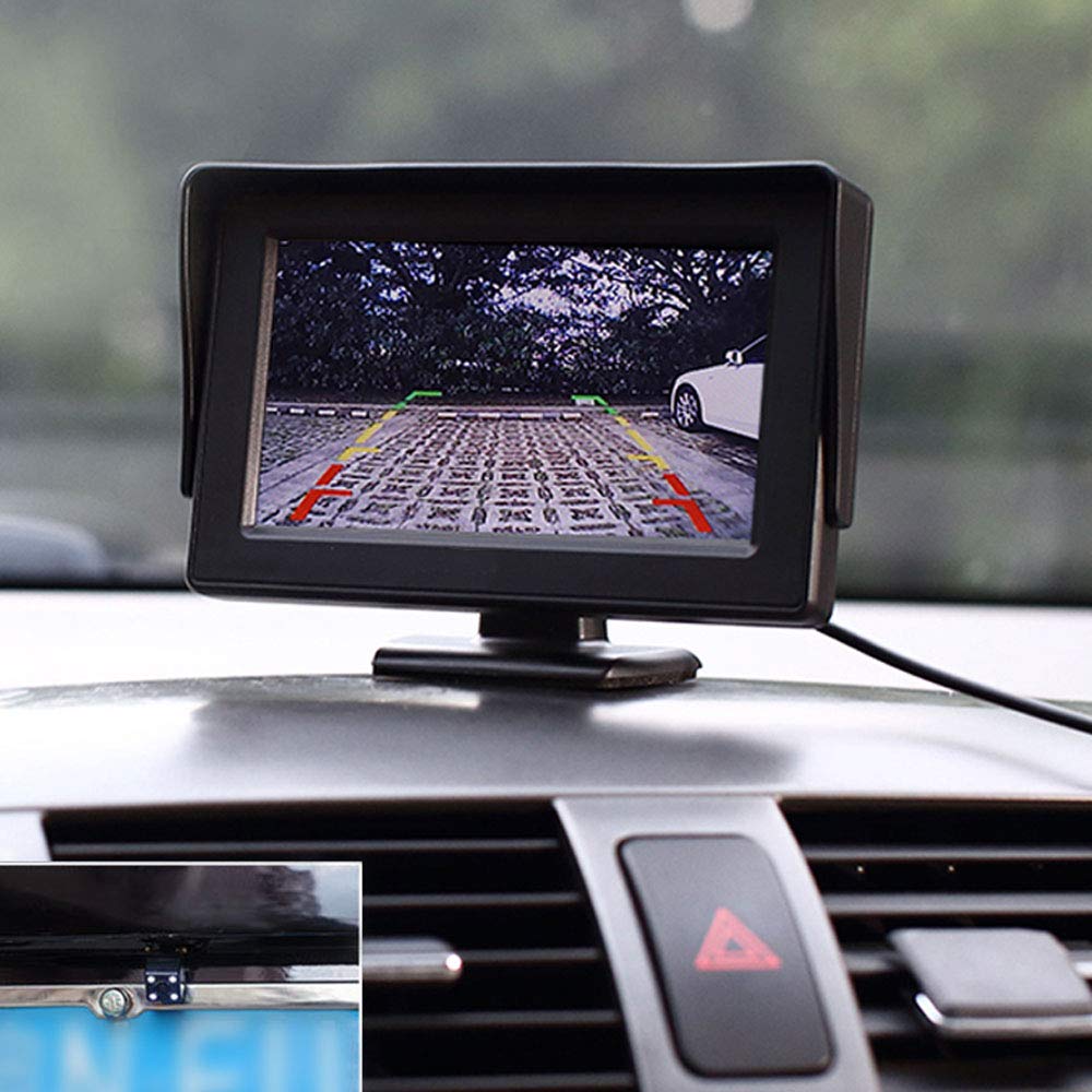 Schermo mini RCA da 4,3 pollici Digital TFT LCD 800 * 480 Parcheggio nel cruscotto Sistema di assistenza al parcheggio Schermo 2 RCA per auto