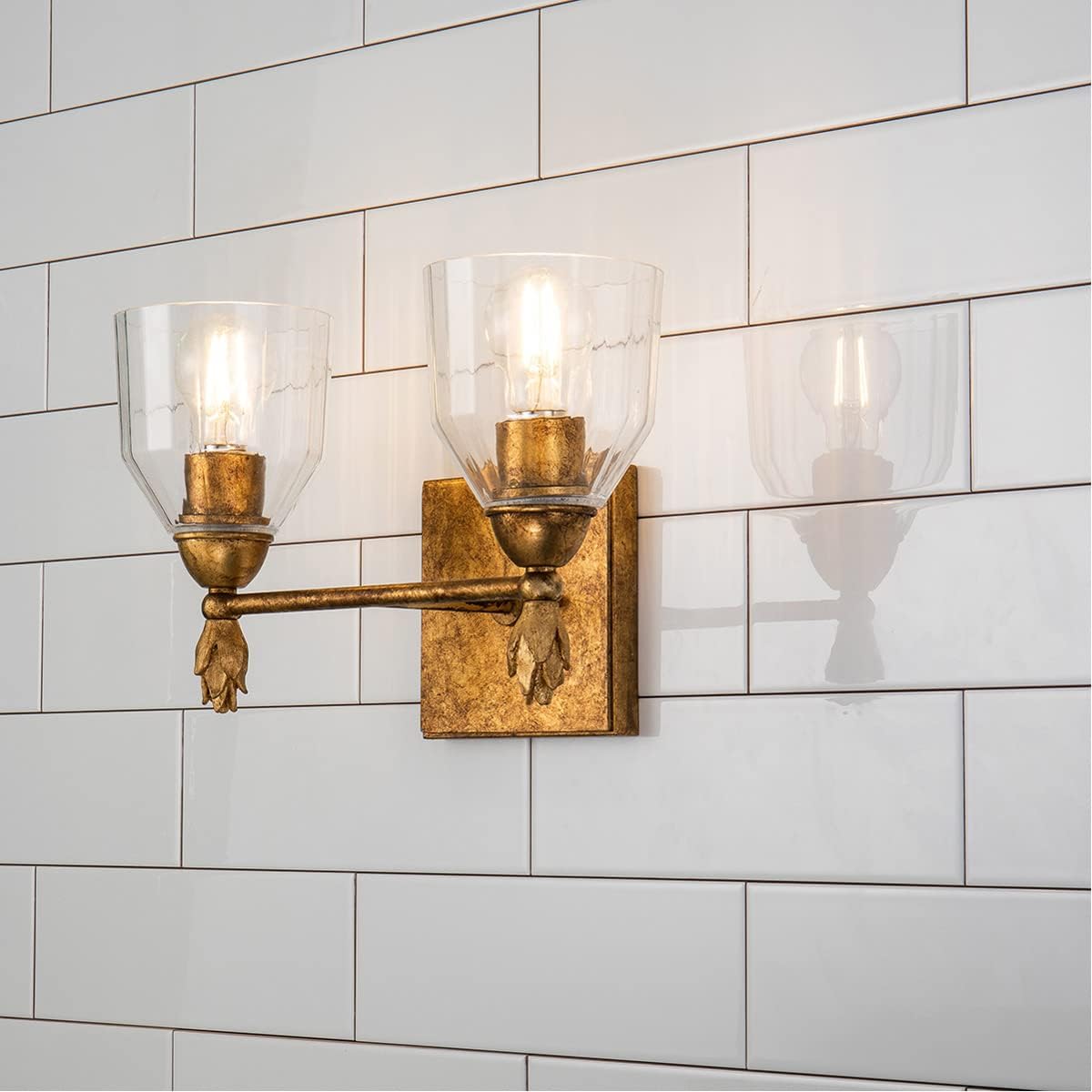 Homry Lucas + McKearn Lighting Collection BB1000G-2-F1G Fun Finial Bathroom Vanity Light