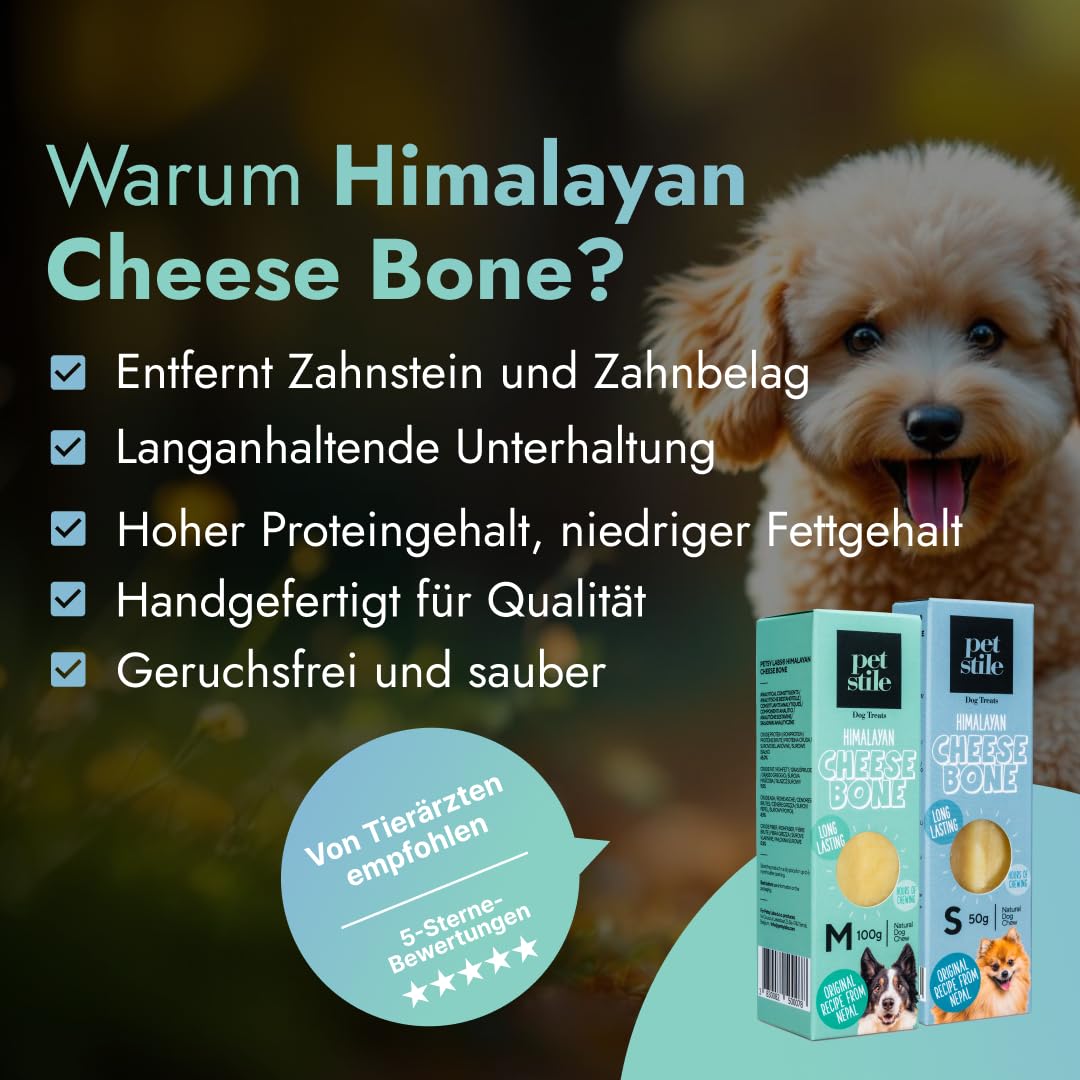 Himalaya-Käseknochen für Hunde, Natürlicher hartkäse Kausnack aus 100% Bio-Milch, Kaukäse, Kauknochen für Welpen und kleine Hunde, Zahnpflege und Langeweilebekämpfung