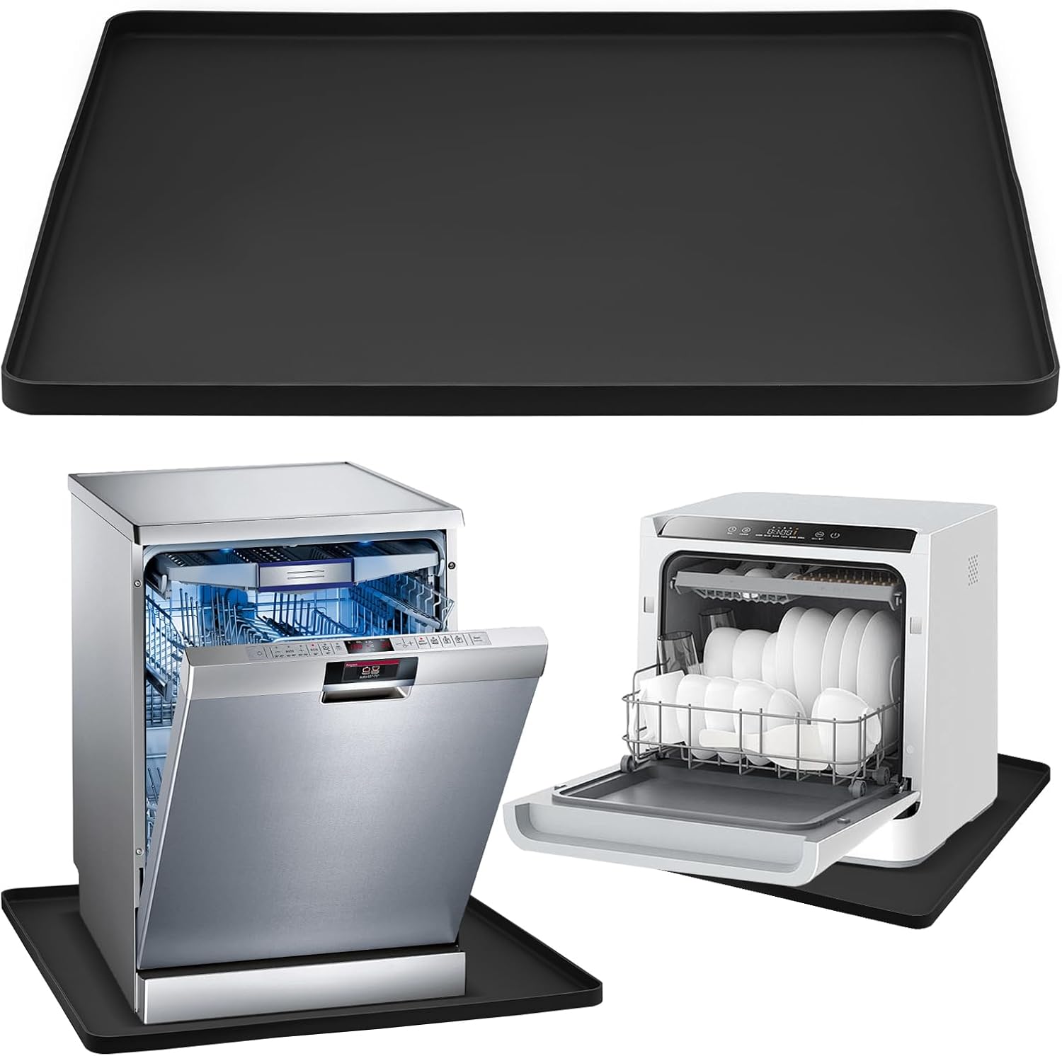 Dishwasher Mat, 23.6”x23.6” Dishwashers Drip Pan, Prevent Water Leakage and Protect Countertop & Floor, Non-Slip & Leak-Proof Silicone Mat with 0.6” Raised Edge, for Under Most Portable Dishwashers Dishwasher Mat, 23.6”x23.6” Dishwashers Drip Pan, Prevent Water Leakage and Protect Countertop & Floor, Non-Slip & Leak-Proof Silicone Mat with 0.6” Raised Edge, for Under Most Portable Dishwashers