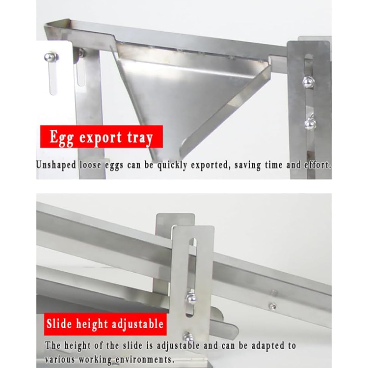 Eiertrenner für Henne und Enteneier, 500-800 Stück/H, Edelstahl Eigelb Weiß Separator, Einstellbare Höhe für Küche