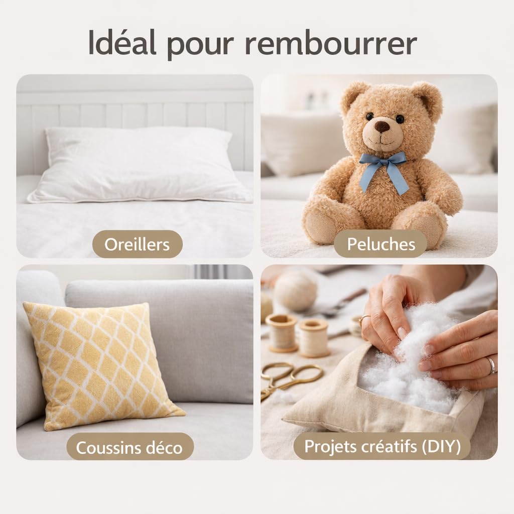 Imbottitura in fibra cava siliconata 100% poliestere – imbottitura morbida e lavabile per cuscini, cuscini, peluche, peluche e attività creative – certificata Oeko-TEX (5 kg)