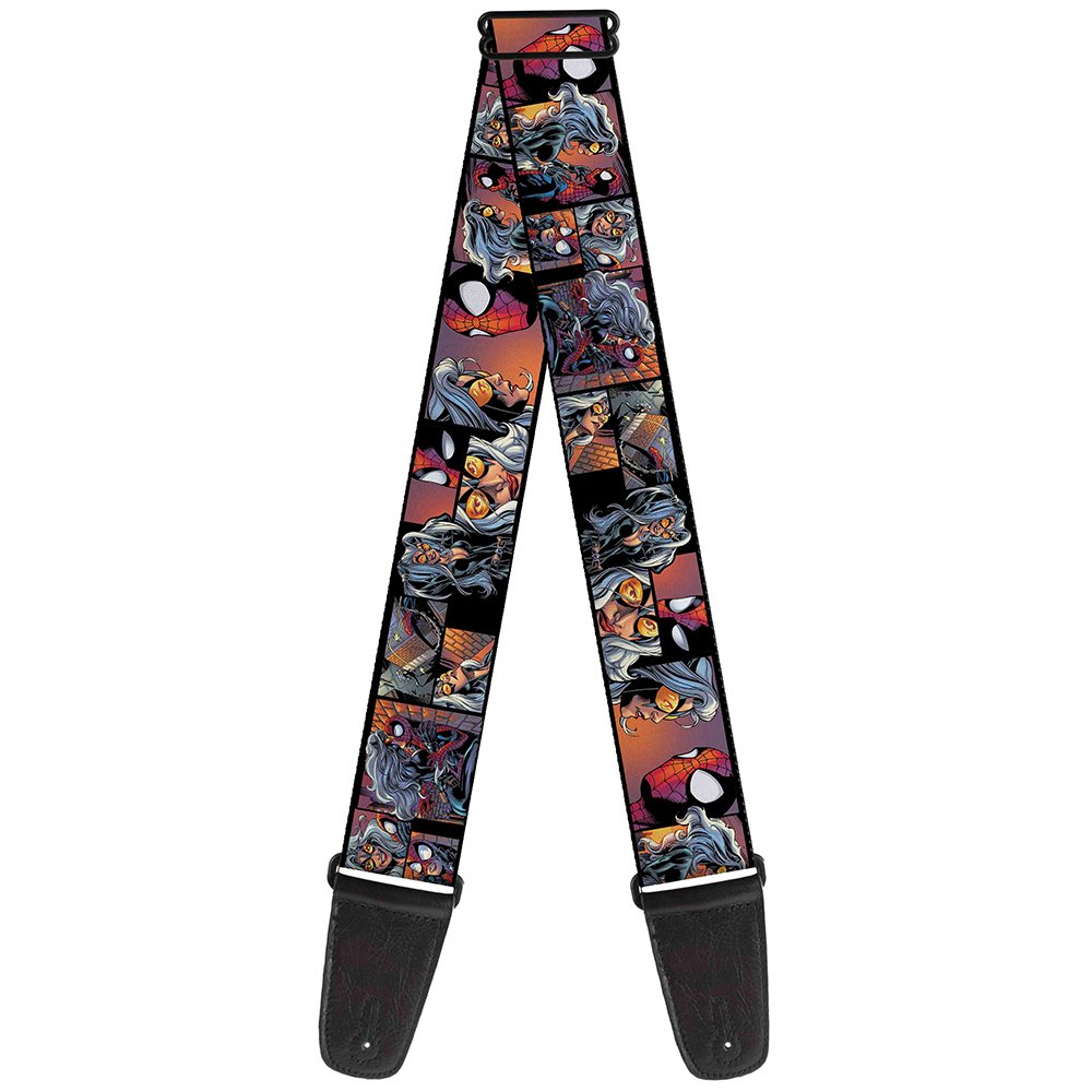 Buckle-Down GS-WSPD037 Gitarrengurt Spider Man Black Cat Scene Blocks 2 Zoll Breit, 86,4-152,4 cm