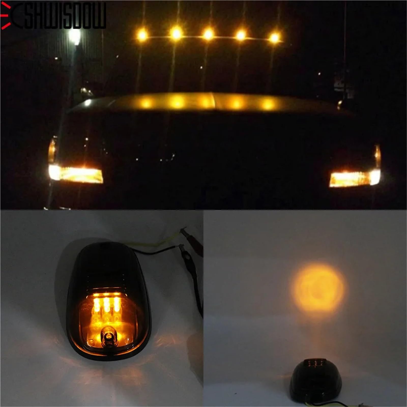 Zestaw reflektorów Zespół reflektorów przednich Do ciężarówki SUV DC 12 V lampa obiektywowa zewnętrzne światła samochodu bursztynowe/białe światła obrysowe dachu kabiny samochodu(A)