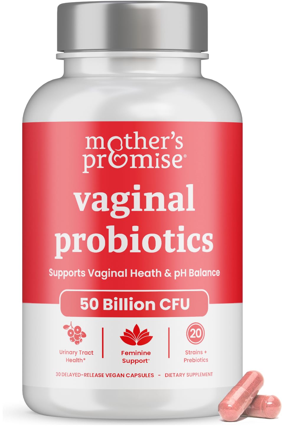 Vaginal Probiotics for Women pH Balance | 50 Billion CFU Womens Probiotic + Cranberry Pills for Vaginal Health, Healthy Odor, Yeast, Urinary Tract | Vegan Women's Probiotics and Prebiotics Supplement