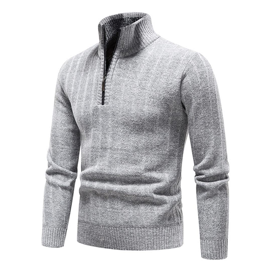 Vogrtcc Męskie polarowe swetry zimowe ciepłe dzianinowe sweter sweter moda półzamek stójka na co dzień dzianinowy sweter