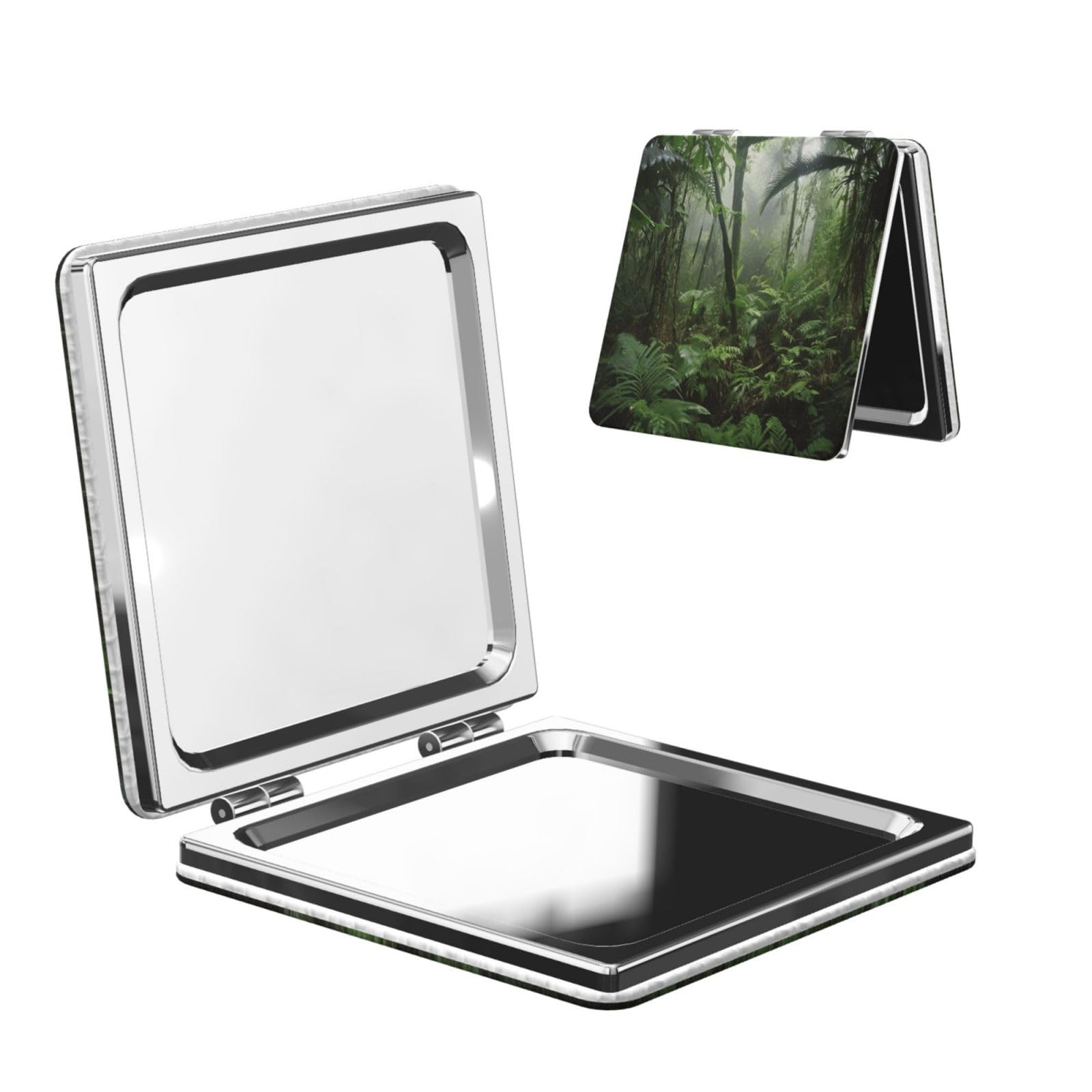 DWVTSLH Tropical Rainforest Compact Mirror for Purse, Double-Sided 2X/1X Magnifying Mirror for Women Men, Travel Makeup Mirror for Handbag, Handheld Vanity Mirror for Gift
