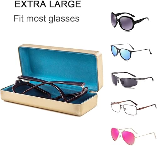 Miniatura 2 de TRIUMPH VISION Estuche grande para gafas de sol - Estuche rígido para gafas de sol, funda rígida forrada de piel sintética negra dorada y plateada