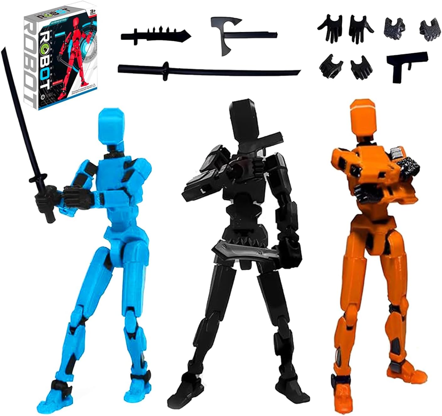 (Assembly Completed) T13 Action Figure Set, Titan 13 Robot Action Figure 3D Printed robo 13 Action Fidget Toys Figure Articulated,Lucky 13 Action Figure, Nova 13 Action Figure Dummy 13 Action Figure