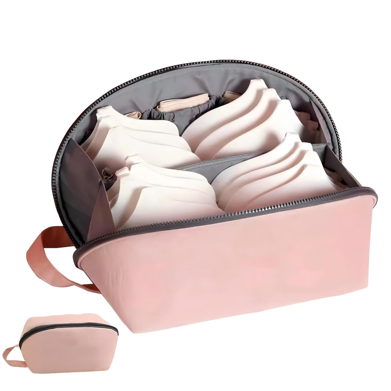 – TERRIFI Travel Underwear Organizer Bag, Portable Bra and Lingerie Storage Pouch with Liner, Large Packing Cube for Underwear, Socks, Cosmetic, and More - Ideal for Travel and Home Use (Pink)