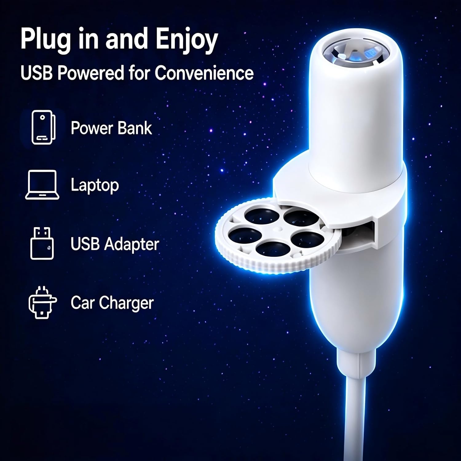 Galaxy Projector Night Light with 15 Patterns, 3 Disks, USB Star Projector image 5