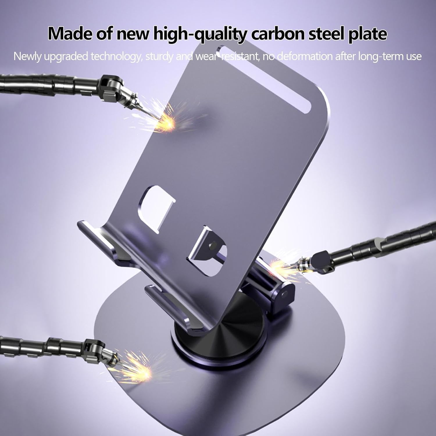 Supporto Magnetico Per Cellulare Girevole 360° - Pieghevole, Con Ventosa E Piastra Magnetica Per IPhone, Android, Tablet - Per Scrivania, Cucina, Auto (Nero) - 5
