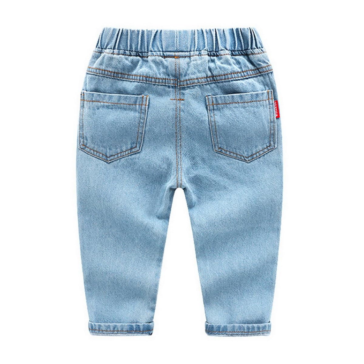 Lot de 2 Jeans pour Bébé Garçon Pantalon en Denim Taille Élastique Jeans Décontracté Pantalon Droit Denim pour Tout-Petits Enfants Garçon 9 Mois-5 Ans Printemps Automne