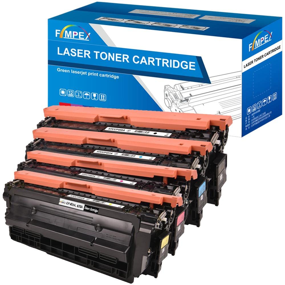 FimpexToner Cartridge For Printer, Compatible With HP Colour LaserJet Enterprise Flow MFP M681z, MFP M682z, M652n, M653dn M653x, M681dh, MFP M681f, M681dh 655A,CF450A,CF451A,CF452A,CF453A(4-Pack)
