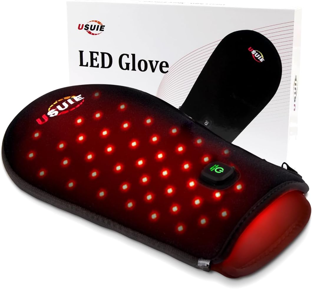 Red Light Therapy for Hand, Infrared Light Therapy Glove, 880nm and 660nm Heating Pads for Fingers Wrist Hand Therapy Pain Relief, Detachable & Breathable