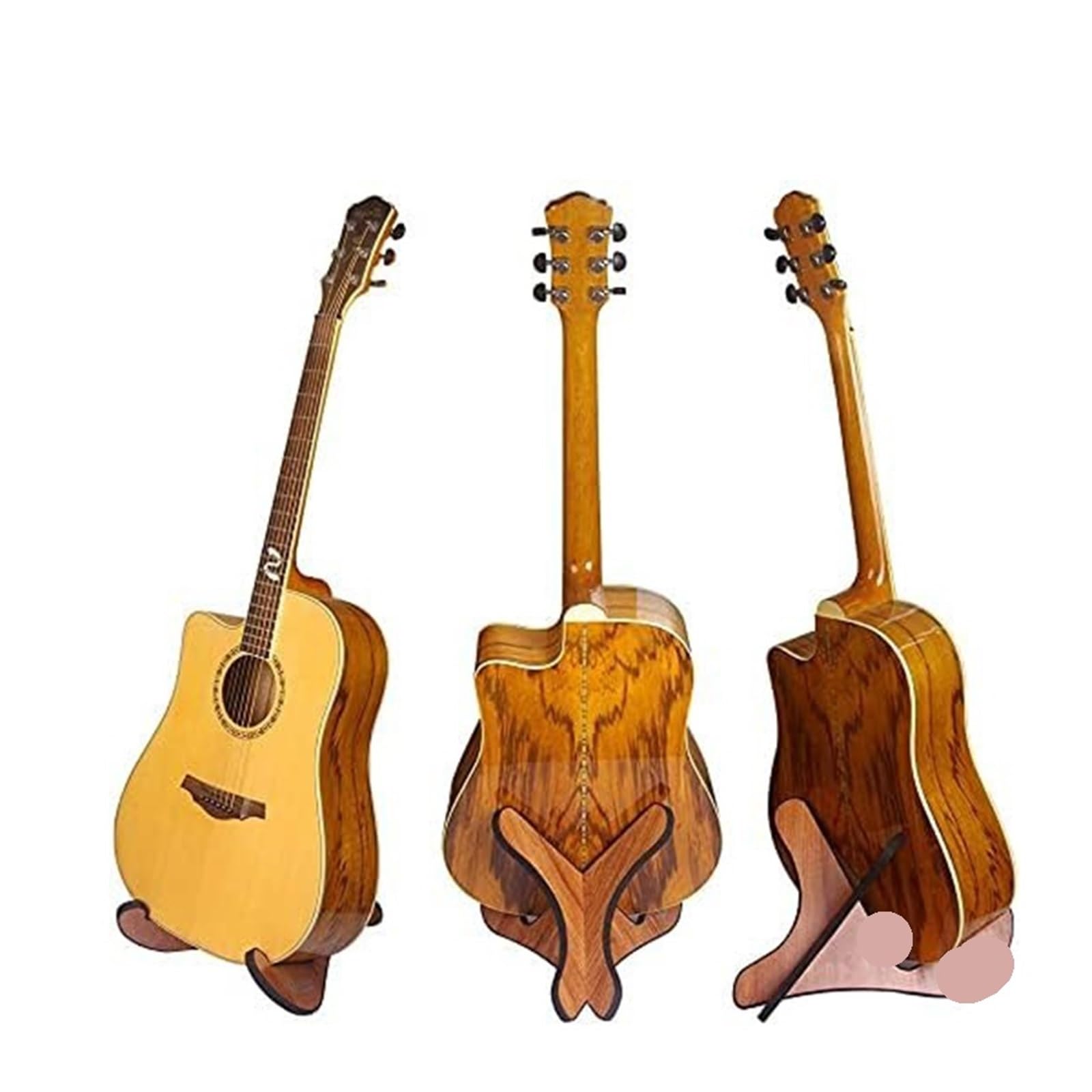 Porta Chitarra da Terra Supporto for chitarra in legno staccabile | Supporto da pavimento antiscivolo for bassi classici elettrici acustici e ukulele(Dark Brown)