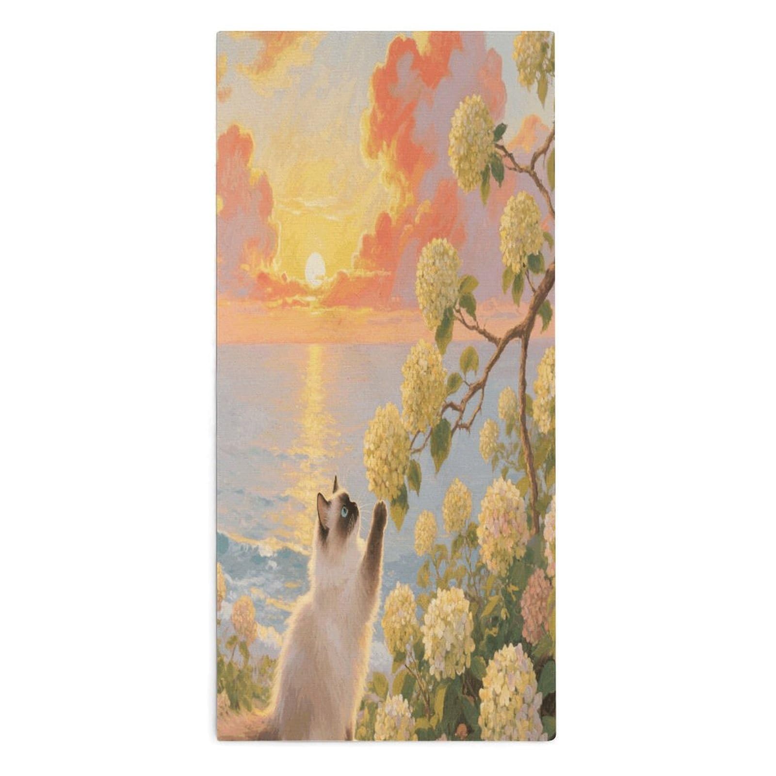 YUXBVKRS Dusk Flower Cat Hand Towels for Bathroom 14x29 Inch