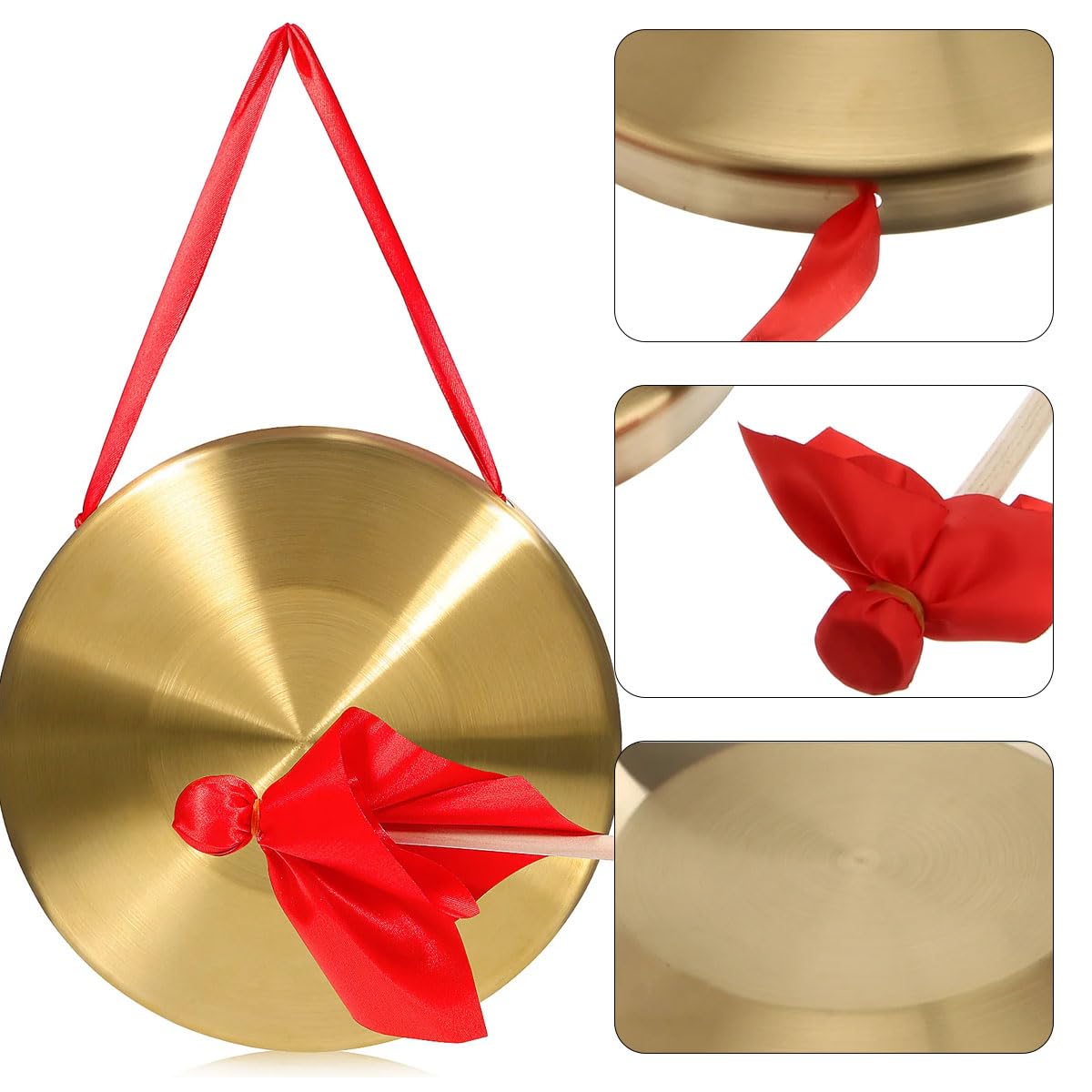 Gong Mini 15 Cm Avec Maillet - Gong En Laiton Doré Pour Cérémonies, Mariages Et Méditation