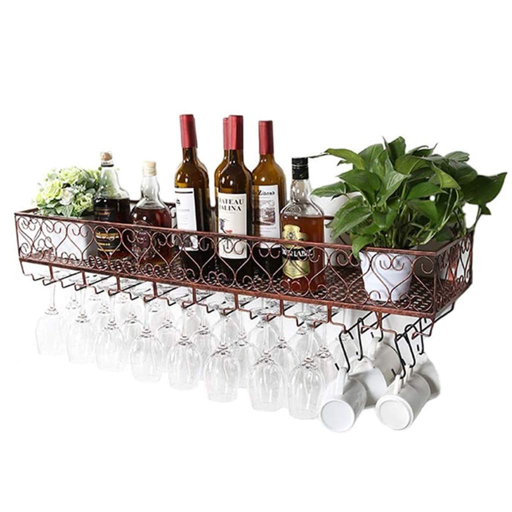 Weinregale, Wandhalter, Weinaufbewahrungs-Organizer, Weinglashalter, Metall, Vintage, Rustikaler Weinflaschenhalter, Weinschrank, Wandregal, Aufbewahrungs-Organizer, Bronze