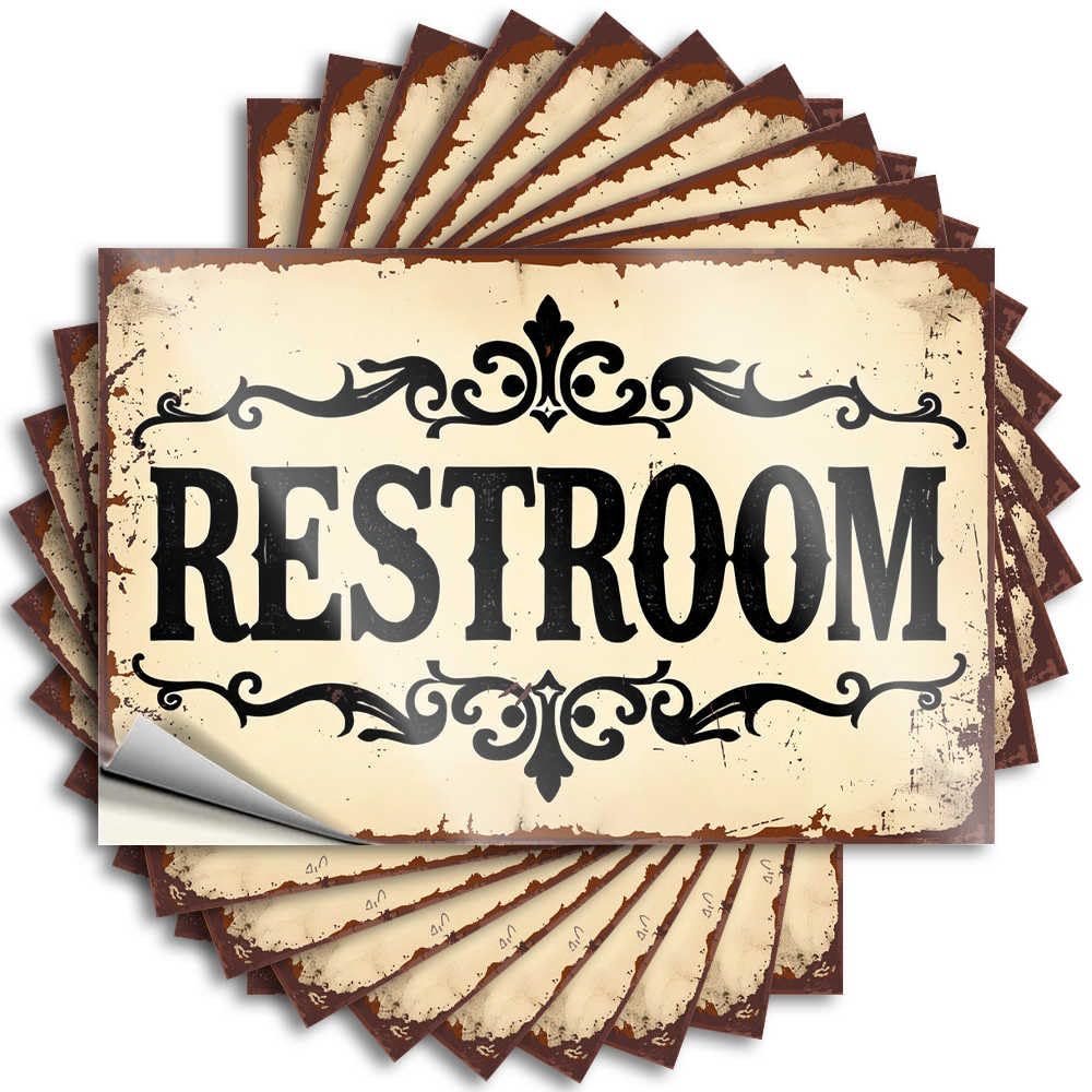 Fzfn Colour Tattoos Western Bathroom, Paw Wall Vintage Restroom Sign Design | Stuff For Bedroom(6X9cm)