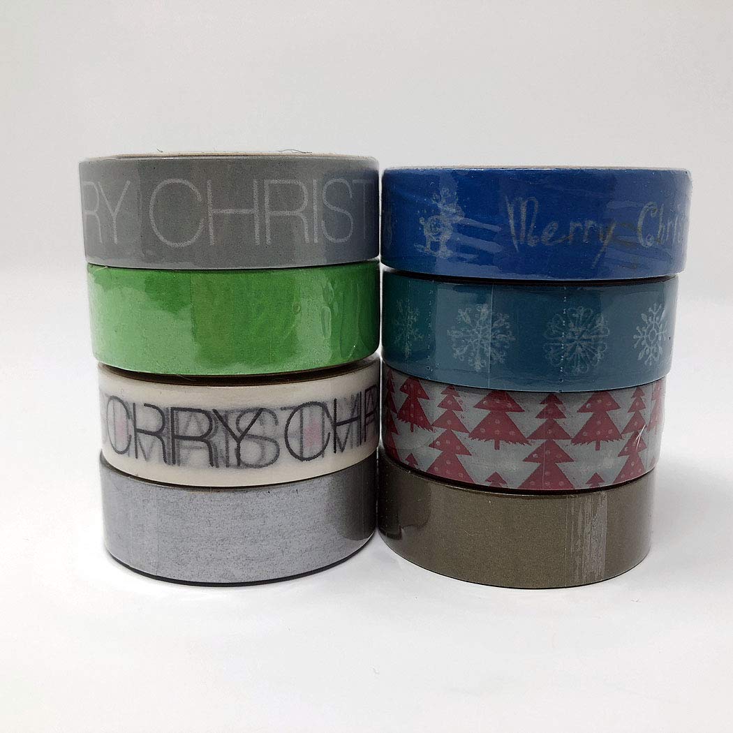 somi8 roll Set of Green Blue Silver Gold Christmas Paper Washi Tapes 1 cm x 10 m Ideal for Crafting