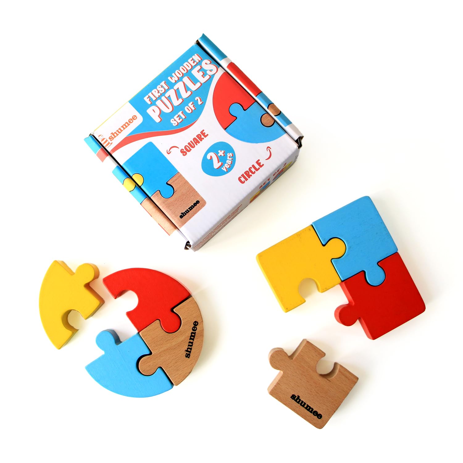 Shumee Wooden Puzzle Duo - Square & Circular Puzzles (2 Years+) | Multicolor | Eco Friendly | Handcrafted in India | 100% Child Safe (B0CB12NHD1) Amazon Price History, Amazon Price Tracker