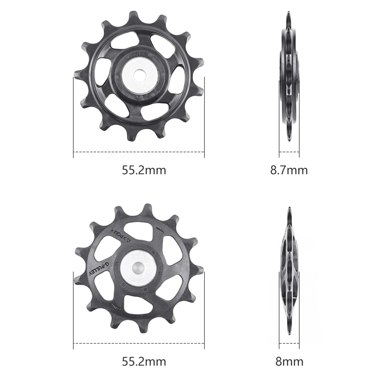 Juego de ruedas de polea de desviador trasero para bicicletas de montaña RD-M8100-SGS y M8120-SGS, 13 dientes, nailon con tapa de aleación de aluminio y rodamientos de acero
