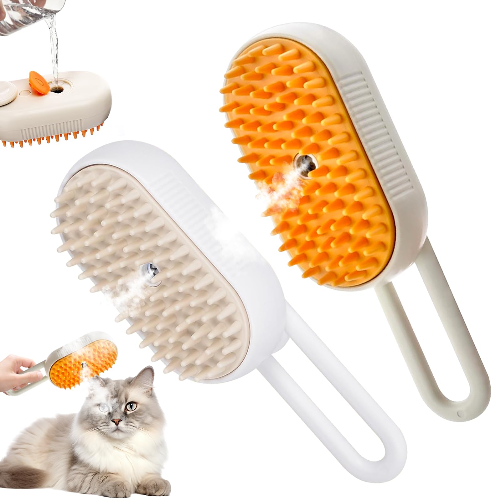 3 in 1 Steam Brush for Cats & Dogs - Multi-Purpose Pet Grooming Tool