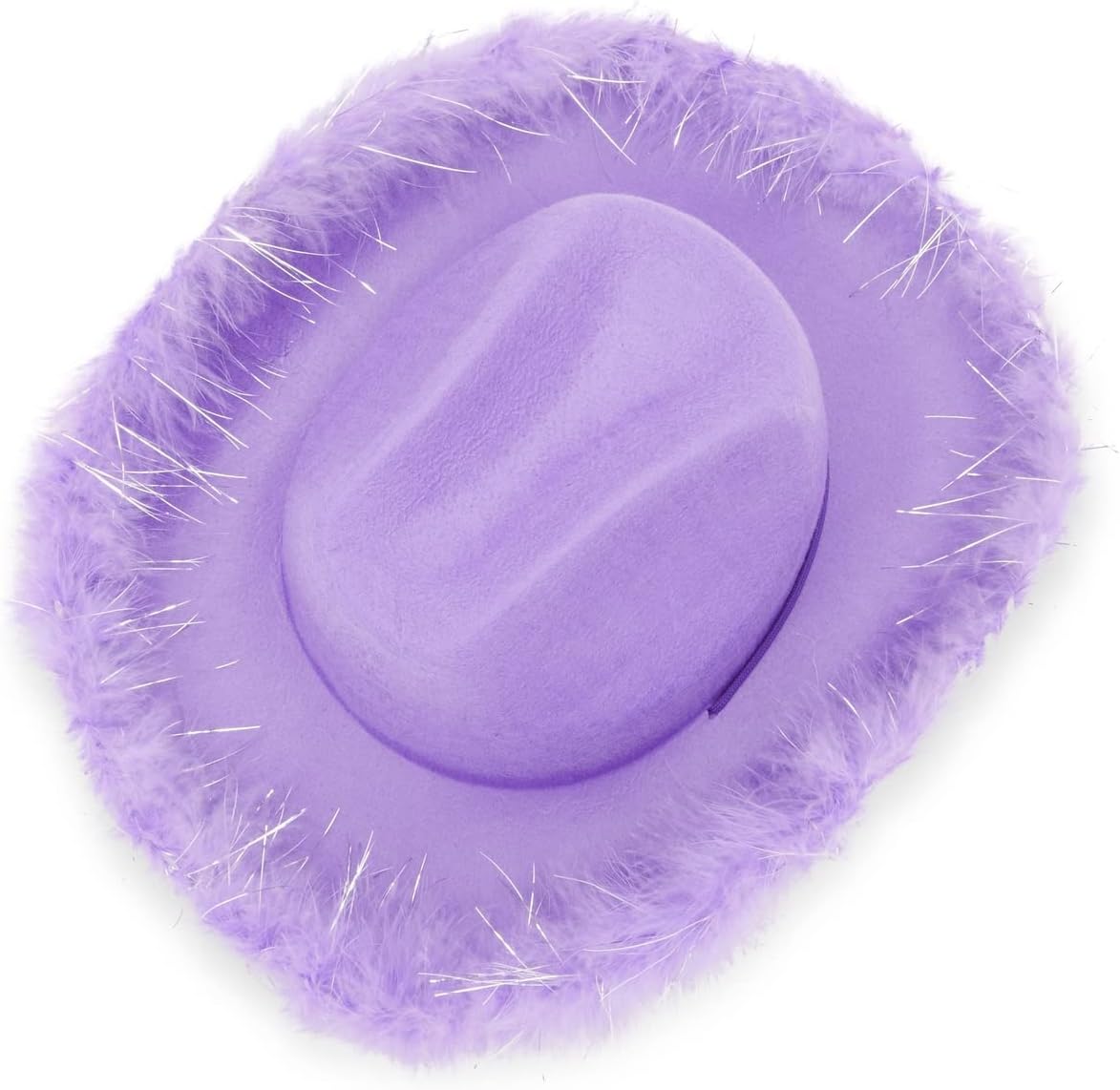 Zodaca Purple Cowboy Hat - Fluffy Sparkly Purple Cowgirl Hat with Feathers - Bachelorette & Birthday Party Headpiece - Festival Cowboy Headwear for Women & Girls - One Size Fits Most, Polyester - Image 8